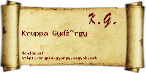 Kruppa György névjegykártya