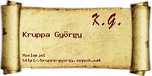 Kruppa György névjegykártya